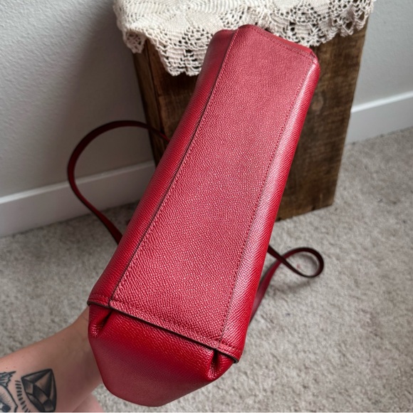 Coach Brooke Carryall Red Crossgrain Leather Shoulder and Crossbody Purse - Picture 4 of 11